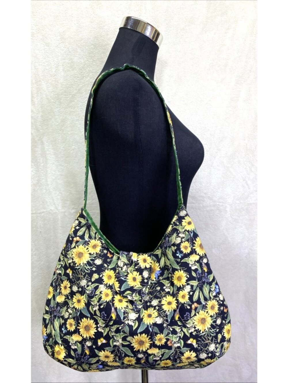 NWT Handmade Sunflower Shoulder Bag Tote Purse Cotton Lined Magnet Pocket #k